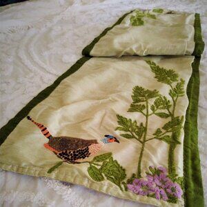 Aarong Silk Table Runner with Embroidered Pheasants